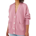 Damen Oversized Strickjacke mit Taschen und V-Ausschnitt R&B