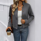 Damen stylische Jacke mit Knopfdetails und modernem Schildkragen R&B