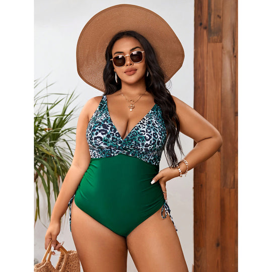 Damen Einteiler Badeanzug mit animalischem Print und figurformendem Design R&B