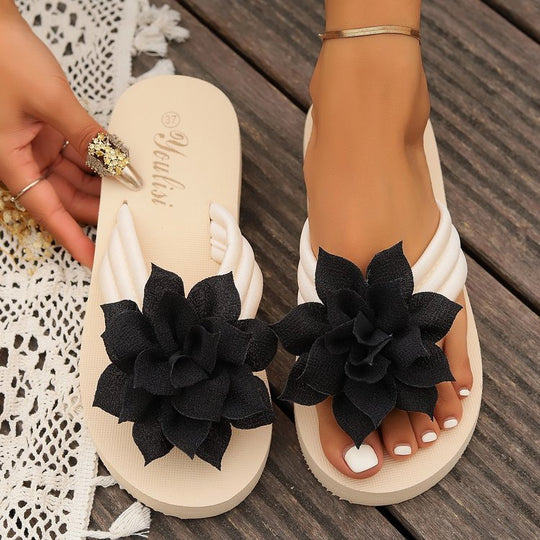 Damen Zehentrenner-Sandalen mit dekorativem Blumen-Detail und komfortablem Fußbett R&B