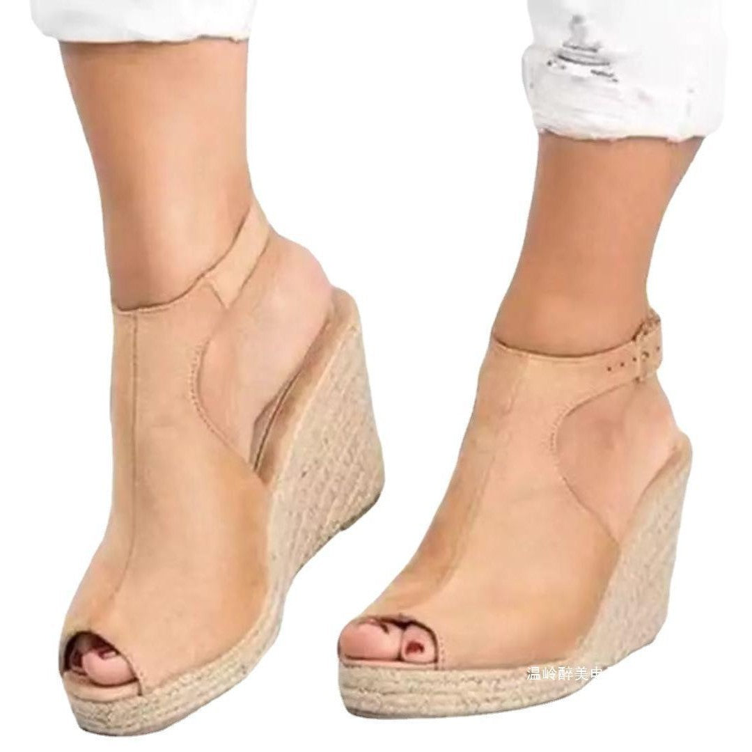 Damen Wedge-Sandaletten aus hochwertigem Material mit offener Zehenpartie und raffiniertem Riemendesign R&B