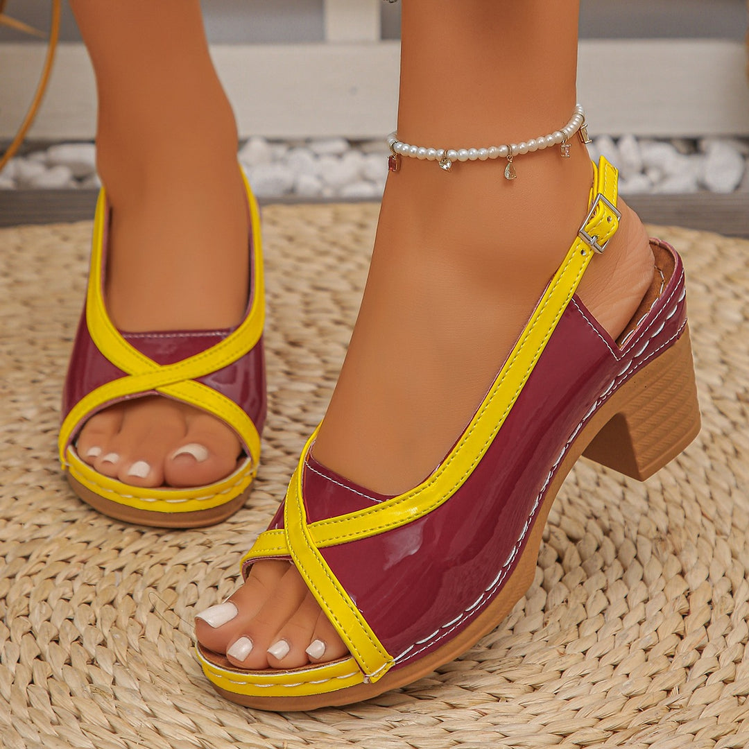 Damen Slingback-Sandalen mit hohem Absatz und modischem Farbakzent R&B