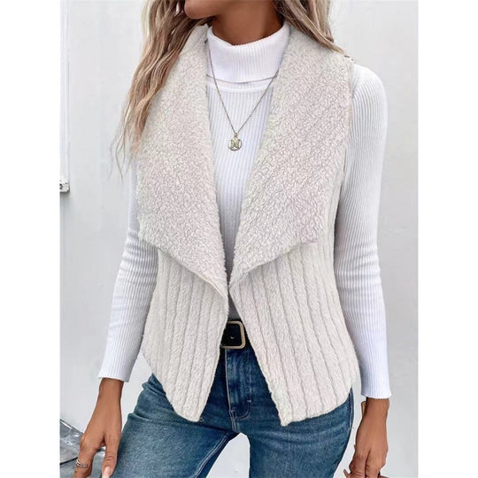 Damen Kuschelige Weste mit asymmetrischem Schnitt und hohem Kragen R&B