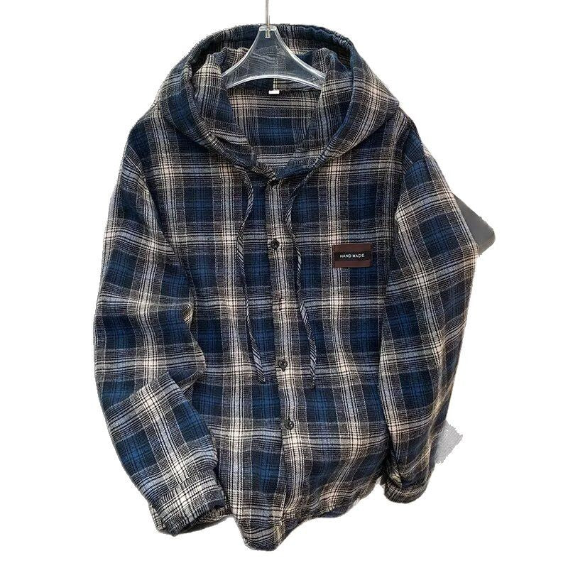 Damen Karo-Hemdjacke mit Kapuze