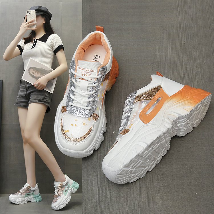 Damen Chunky Sneakers mit Glitzerdetails und ergonomischer Sohle R&B