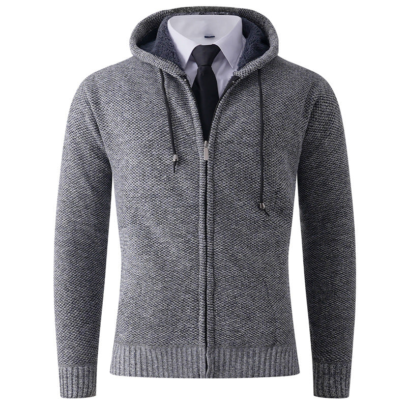 Herren modische Strickjacke mit Kapuze und Reißverschluss R&B