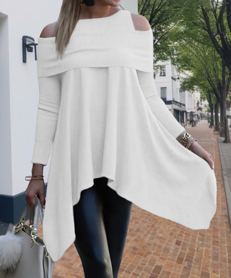 Damen Oversized Oberteil mit schickem Off-Shoulder Design und asymmetrischem Saum R&B