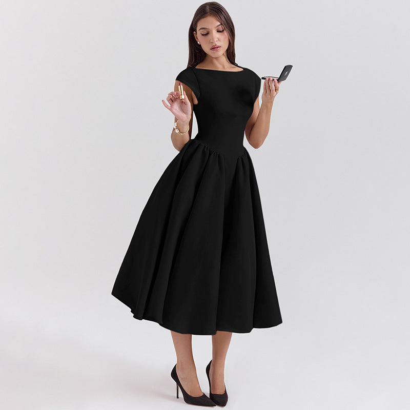 Damen Midi-Kleid mit elegantem A-Linien-Schnitt und raffinierten Falten R&B