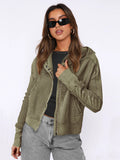 Damen Sportliche Kapuzenjacke aus strukturiertem Material