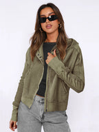 Damen Sportliche Kapuzenjacke aus strukturiertem Material