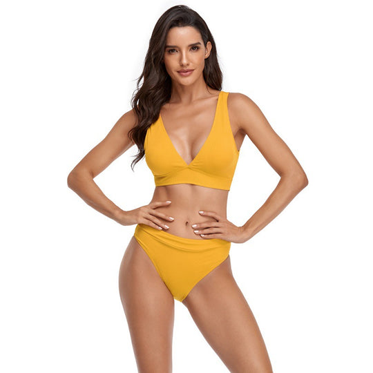 Damen Bikini-Set mit sportlichem V-Ausschnitt und hohem Taillenslip R&B