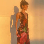 Damen Maxikleid mit raffiniertem Spitzenbesatz und floralen Mustern R&B