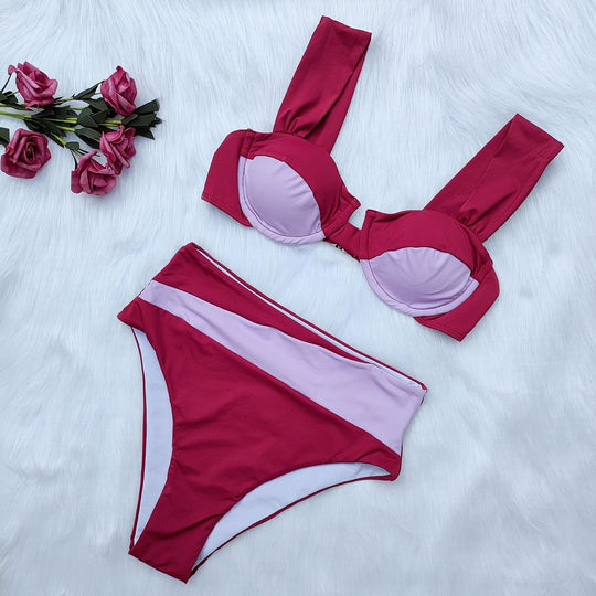 Damen Hochgeschnittenes Bikini-Set mit innovativem Design R&B