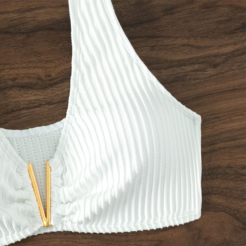 Damen Hochtailliertes Bikiniset mit eleganter Struktur R&B