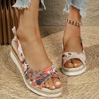 Damen Keilabsatzsandalen mit floralem Design R&B