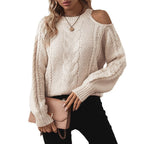 Damen Grobstrickpullover mit eleganter Struktur und modischen Puffärmeln
