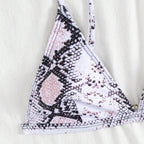 Damen modern geschnittenes Bikini-Set mit Schlangenmuster R&B