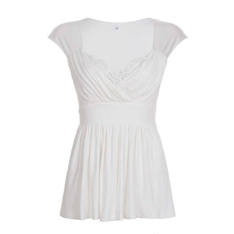 Damenkleid mit raffinierter Spitzenapplikation und weich fließendem Stoff R&B