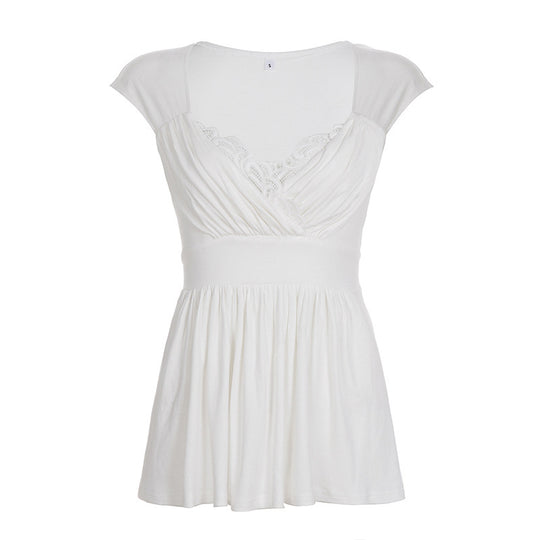 Damenkleid mit raffinierter Spitzenapplikation und weich fließendem Stoff R&B