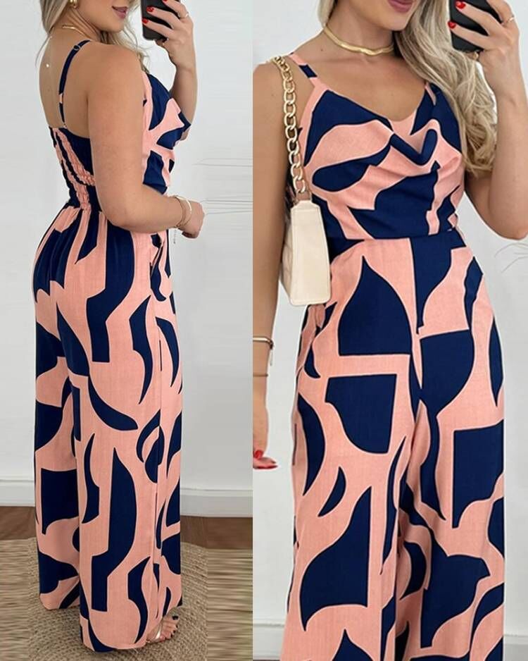 Damen Jumpsuit mit eleganter Drapier-Optik und floralem Design R&B
