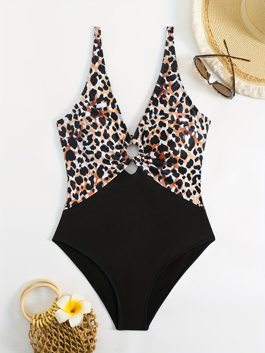 Damen Einteiliger Badeanzug mit Tiermuster R&B