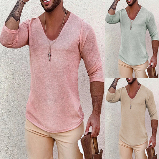 Herren V-Ausschnitt Shirt mit innovativem Strukturdesign R&B