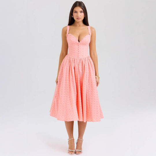 Damen A-linien Kleid mit Schößchen und Spitzenapplikationen R&B