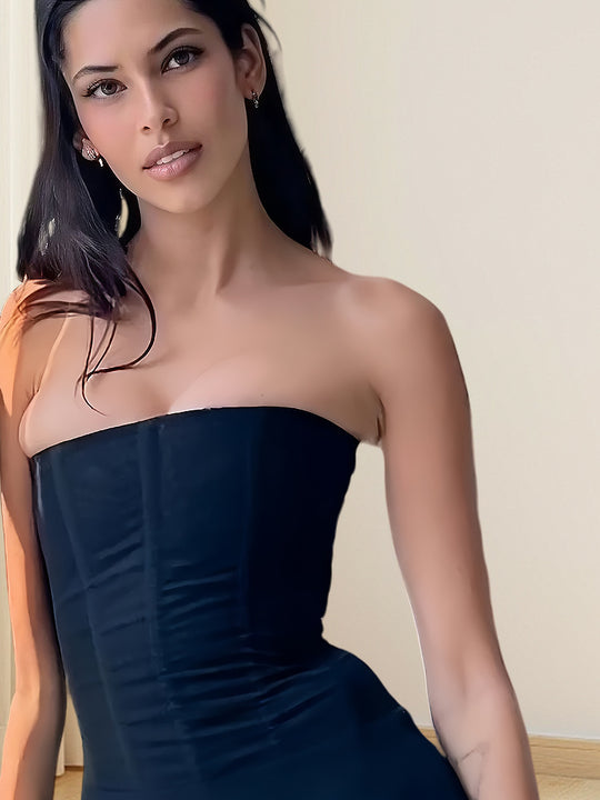 Damen Figurnahes Top mit Raffungen und Trägerdesign R&B