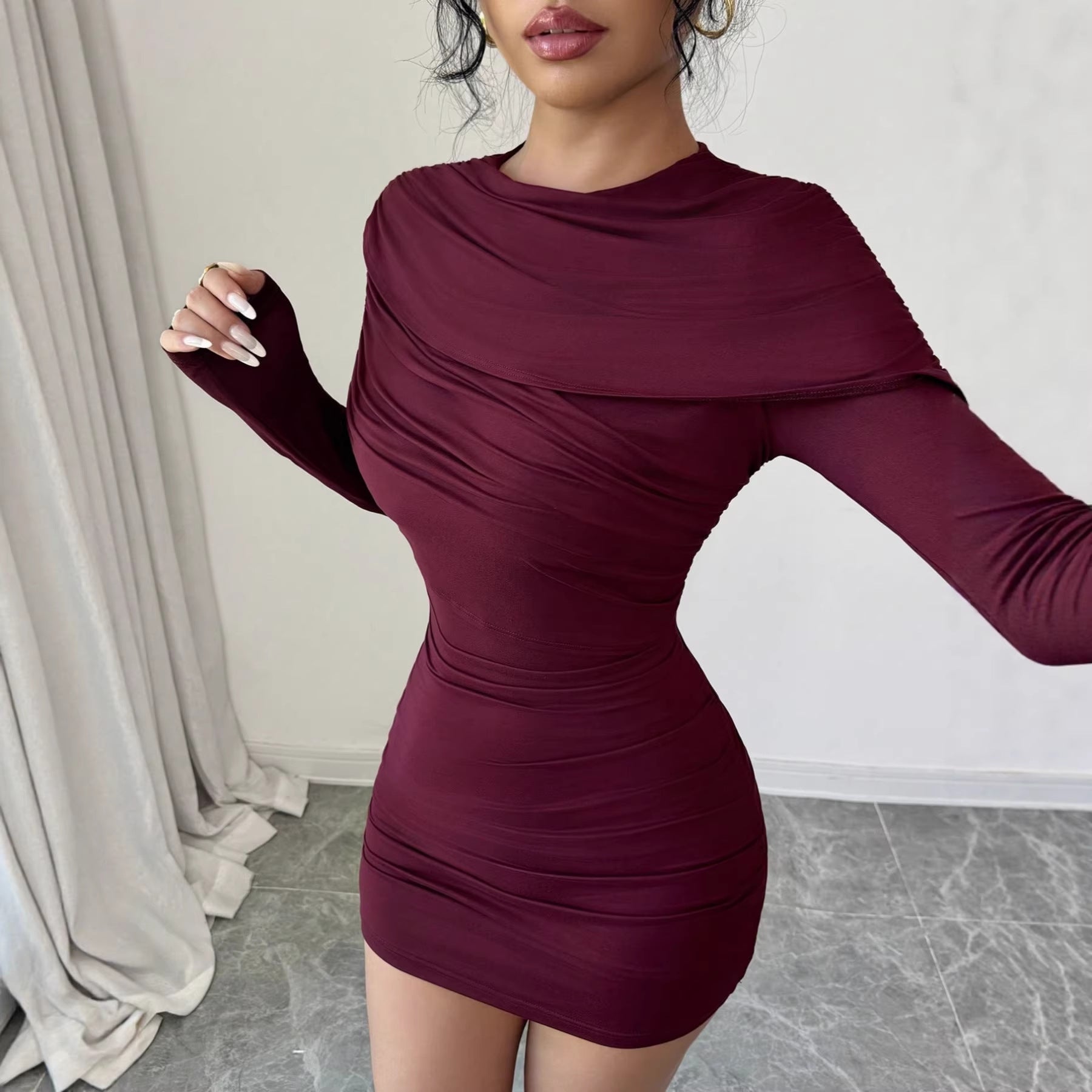 Damen Figurbetontes Wickelkleid EB