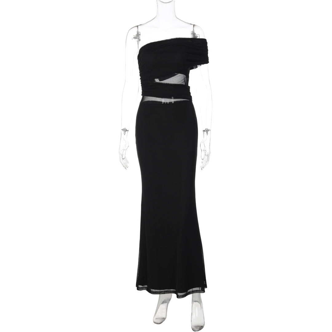 Damen Elegantes Maxikleid mit asymmetrischem Oberteil und Raffungen R&B