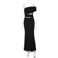 Damen Elegantes Maxikleid mit asymmetrischem Oberteil und Raffungen R&B