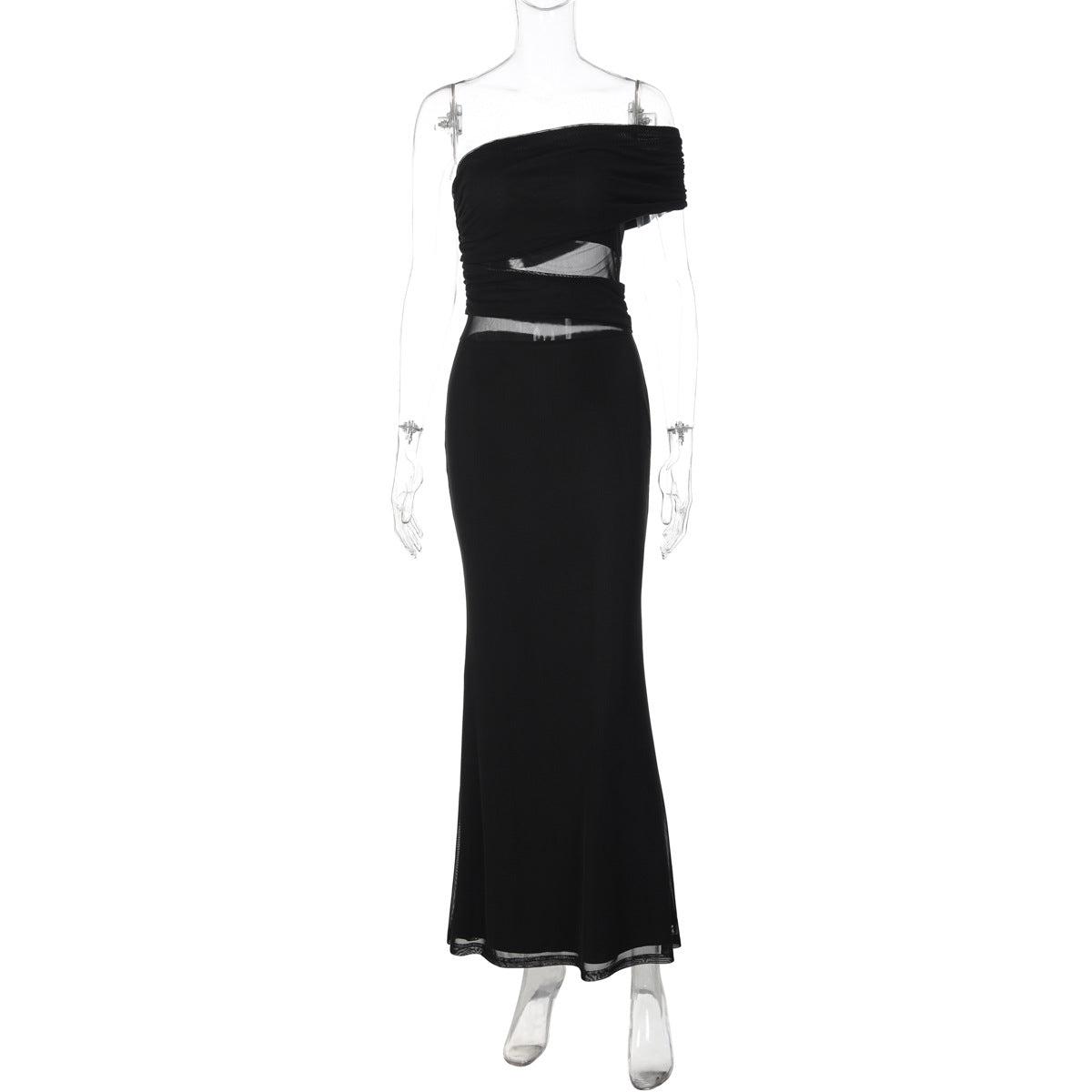 Damen Elegantes Maxikleid mit asymmetrischem Oberteil und Raffungen R&B