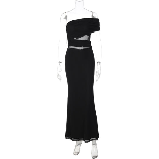 Damen Elegantes Maxikleid mit asymmetrischem Oberteil und Raffungen R&B