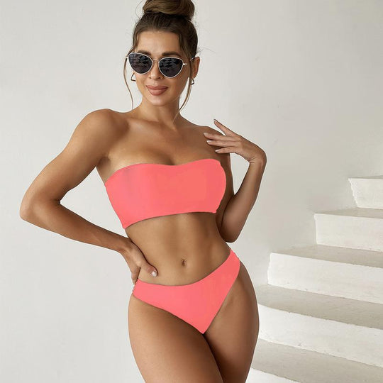 Damen Bandeau-Bikini mit modischem Schnitt und tailliertem Unterteil R&B
