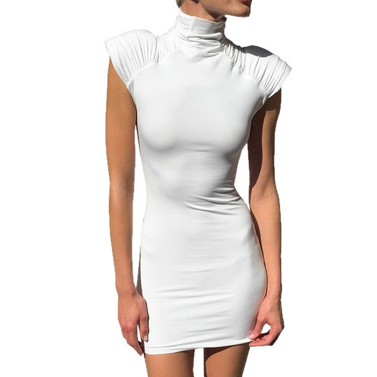 Damen Elegantes Minikleid mit hohem Kragen und raffinierten Rüschendetails R&B