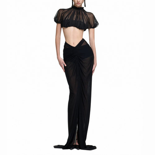 Damen Elegantes transparents Maxikleid mit ärmelloser Silhouette R&B
