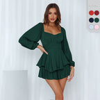 Damen Romantisches Minikleid mit Puffärmeln und verspieltem Schnitt