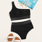 Damen asymmetrisches Bikini-Set mit elastischen Bändern R&B