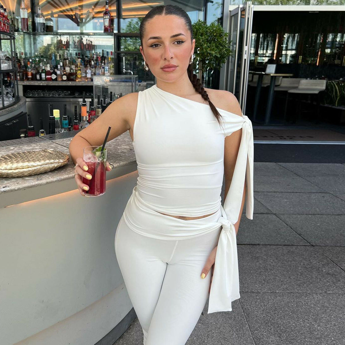 Damen Einseitiger Jumpsuit mit exklusiven Drapierungen R&B