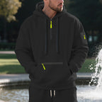 Herren funktionaler Kapuzenpullover mit Reißverschluss und seitlichen Taschen R&B