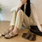 Damen Komfortable Zehentrenner-Sandalen mit modischem Rüschen-Design