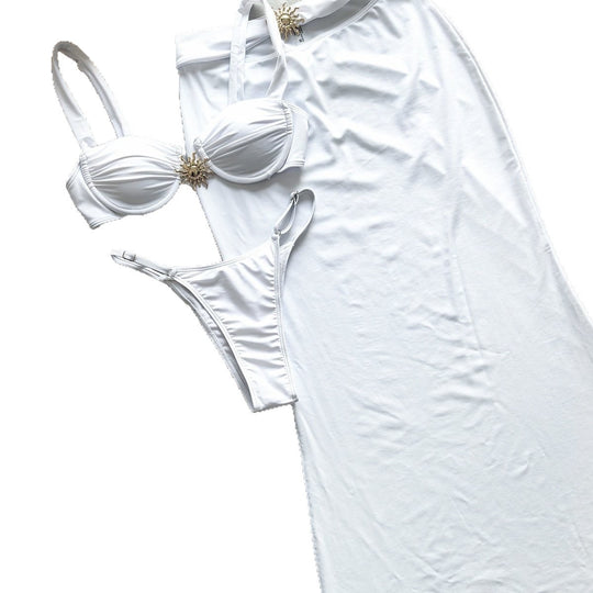 Damen Bandeau-Bikini mit hochwertiger Schlankheitswirkung und anpassbarem Rock R&B