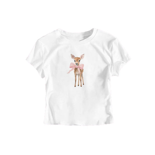 Damen T-Shirt mit süßem Reh-Motiv und farbenfrohem Aufdruck R&B