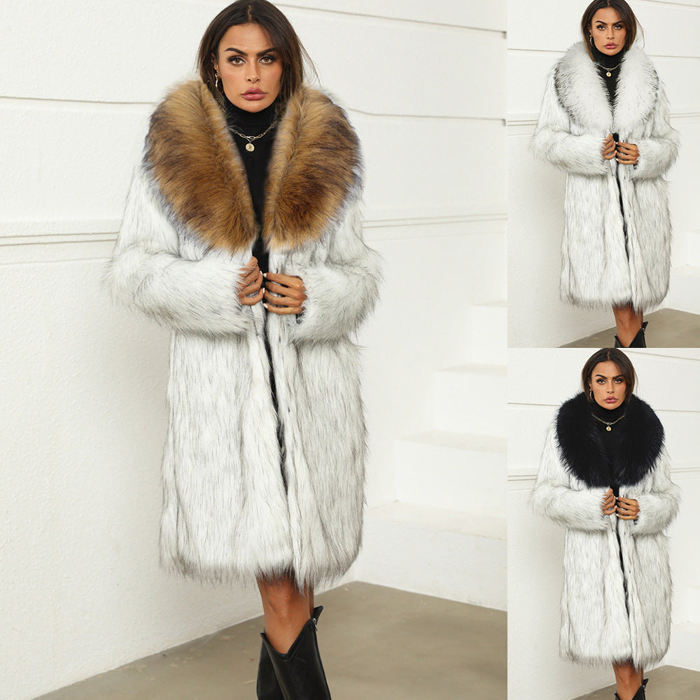 Damen Luxuriöser Kurzmantel aus Kunstpelz mit voluminösem Kragen R&B
