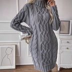 Damen Strickkleid mit elegantem Zopfdesign R&B