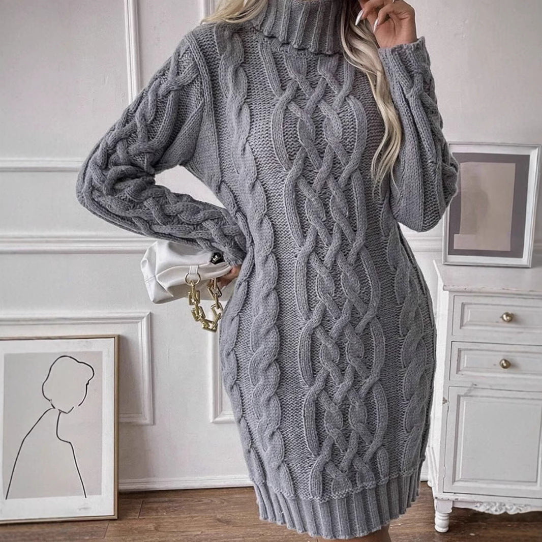 Damen Strickkleid mit elegantem Zopfdesign R&B