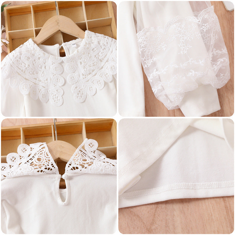 Mädchen elegante Bluse mit transparenten Puffärmeln R&B