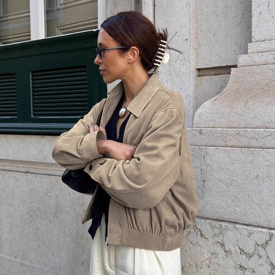 Damen Lässige Oversized Jacke aus weichem Material R&B