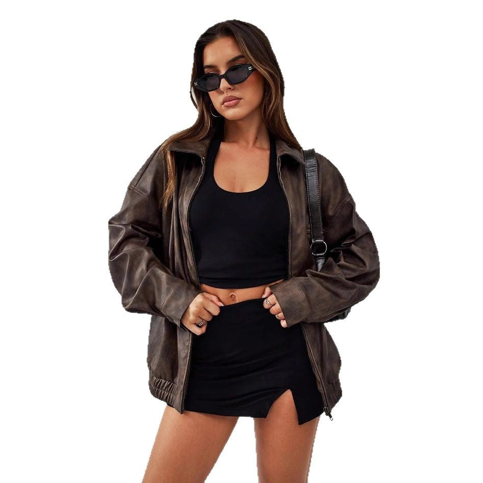 Damen Sportliche Oversized jacke mit praktischen Taschen und elastischem Saum R&B