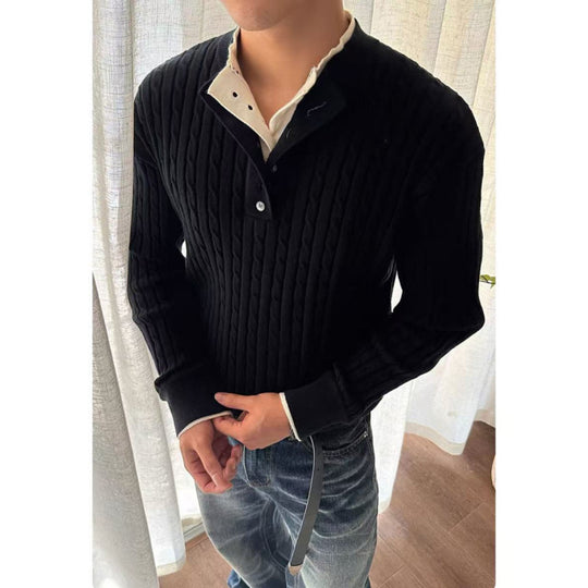 Herren Feinstrickpullover mit dekorativen Knopfdetails R&B
